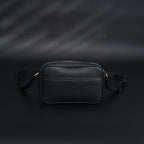 Gucci Black Leather Embossed Logo Belt Bag
