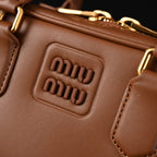 Miu Miu Leather Top Handle Satchel – Caramel Brown