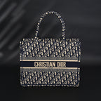 Christian Dior Large Book Tote – Blue Oblique Embroidery