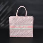 Dior Book Tote Oblique Embroidered Canvas Bag – Large Pink