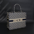 Christian Dior Large Book Tote – Blue Oblique Embroidery